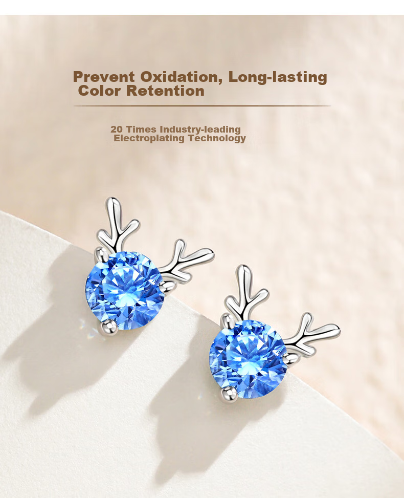 GLTEN Swarovski Zirconium Deer with You Pure Silver 999 Earrings, Women's Ear Studs And Hoops, Birthday Gift for Girlfriend Or Wife 7