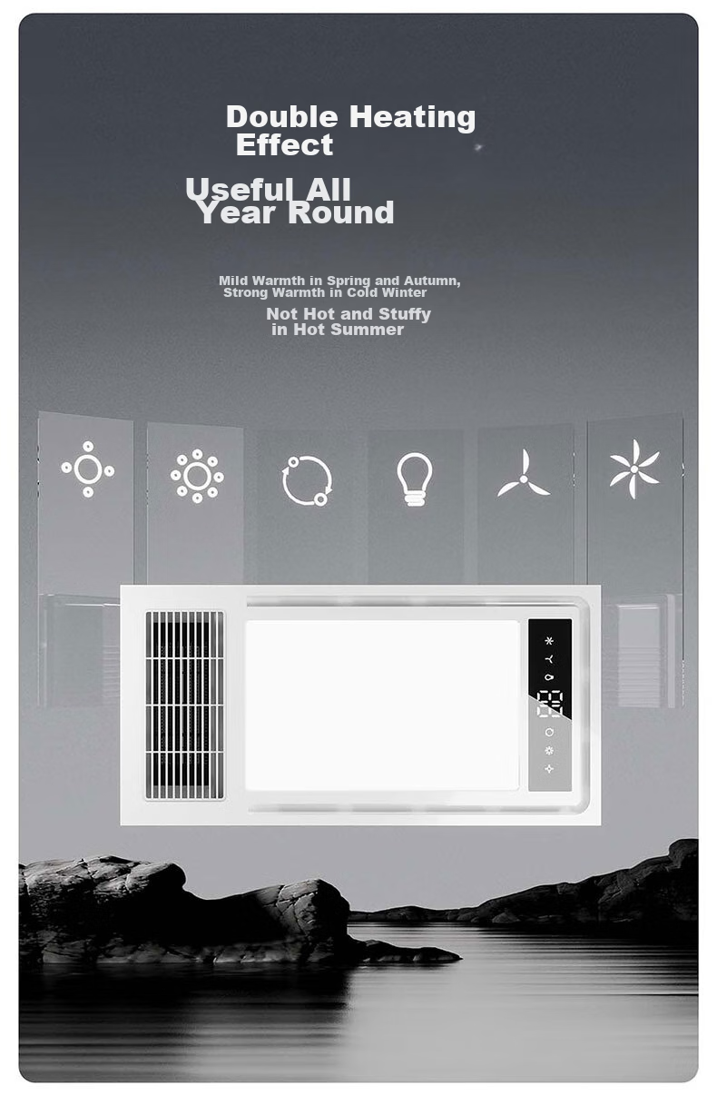 YOUPON (YOUPUN) Bathroom Heater with Integrated Heating, Lighting And Exhaust Fan, Ultra-Thin Minimalist Design, Dual Motor High-Power DZ020 4
