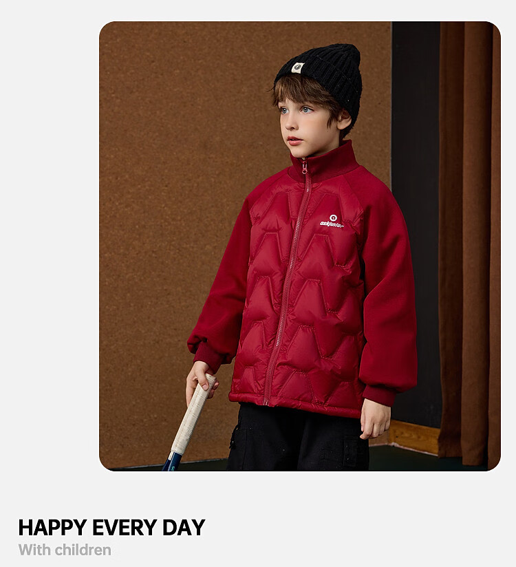 ASK JUNIOR Boys' Down Jacket Autumn Winter Warm 90% Down Raglan Sleeve Zip-up Coat Black 160cm 37