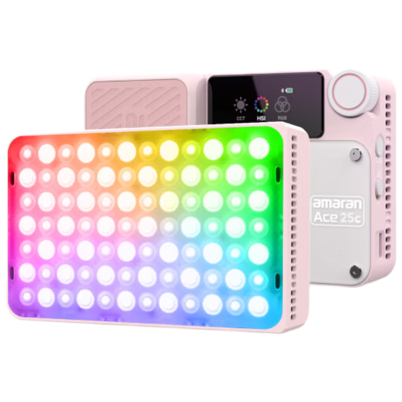 Aputure ACE 25C Live Streaming Fill Light, Photography Light, 25W, Hot Shoe Mount, Fill Light for Phone And Camera, Handheld, Indoor And Outdoor Shooting, Continuous Light Pocket Light, Pink