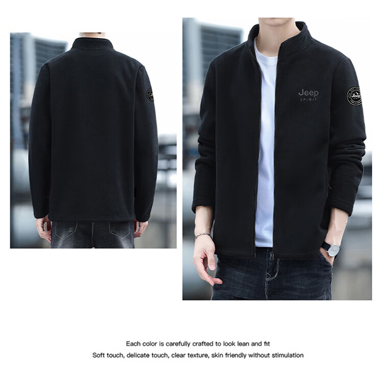 JEEP SPIRIT Men's Jacket, Zip-Up Sweatshirt, Autumn Menswear, Long-Sleeved Loose Casual Trendy Fleece Clothing 7