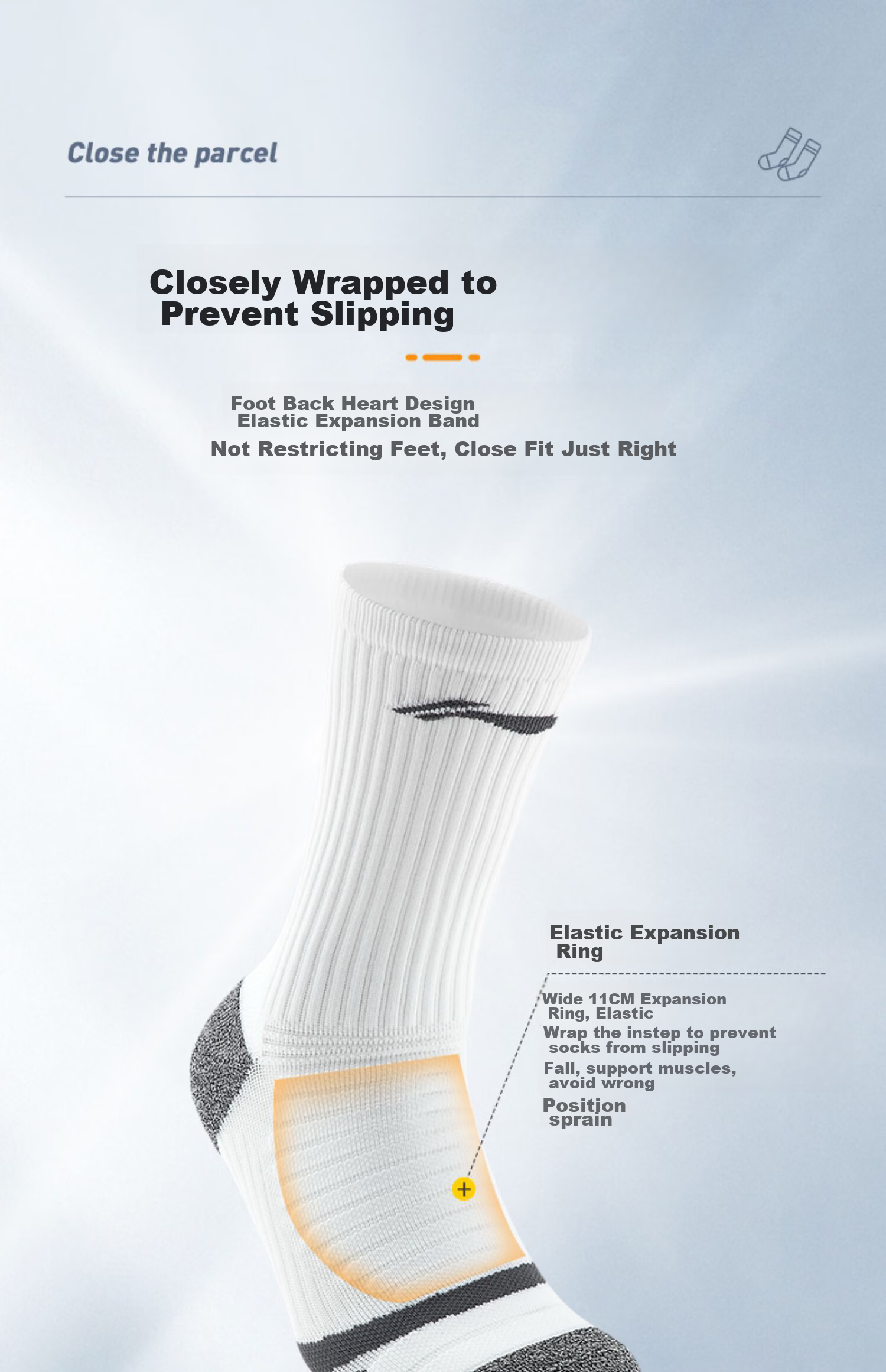 Li-Ning Basketball Socks for Men And Women, Sports Socks with Terry Bottom for Running (Black And White, 2 Pairs), Durable Non-Slip Elite Socks 12