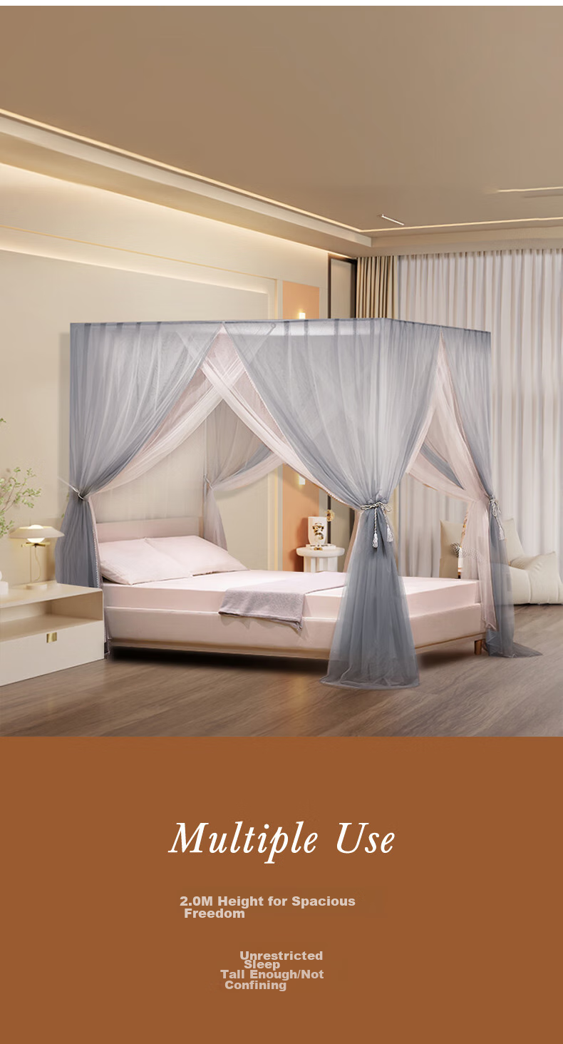 La Torretta Luxury Double-Layer Floor Mosquito Net, Width 1.5 × Length 2.0m - Ink Gray 9