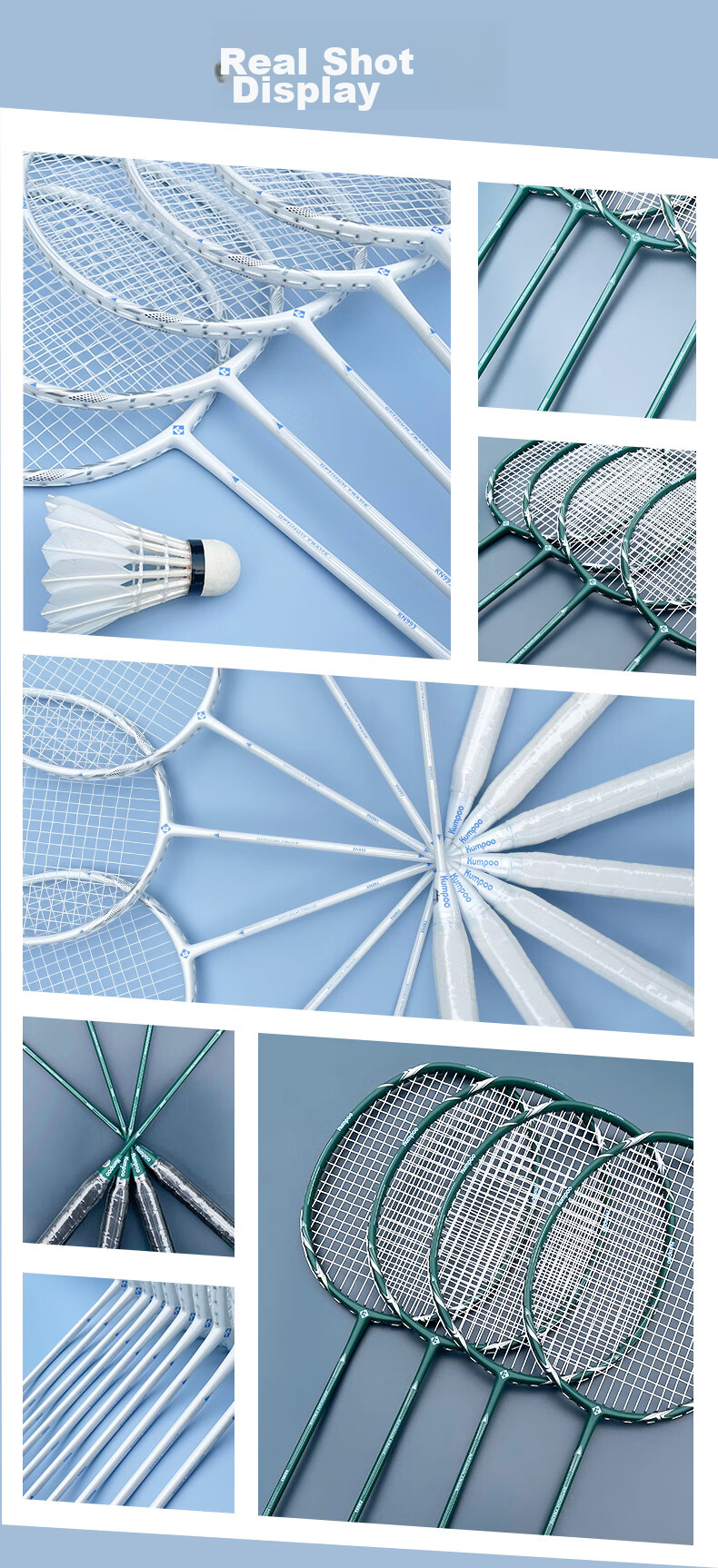 KUMPOO Badminton Racket KN Full Carbon Ultra-Light Xunfeng K520 Upgraded Version, Balanced for Attack And Defense, Finished Racket KN993 Porcelain White 1