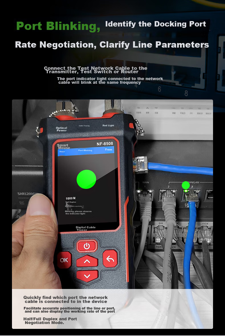 Jingmingshu NF-8508 Kit Cable Tracker with Red Light, Power Fiber Optic Tester, Network Cable Length, Breakpoint, Short Circuit Port 5