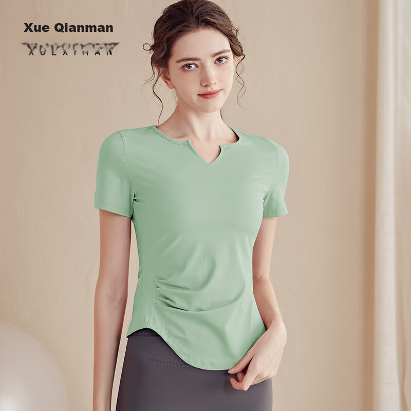 XUEXIMAN Yoga Wear Women's Top, Sports Slim-Fit Short-Sleeve T-Shirt, Running Quick-Dry Pilates Training Fitness Top