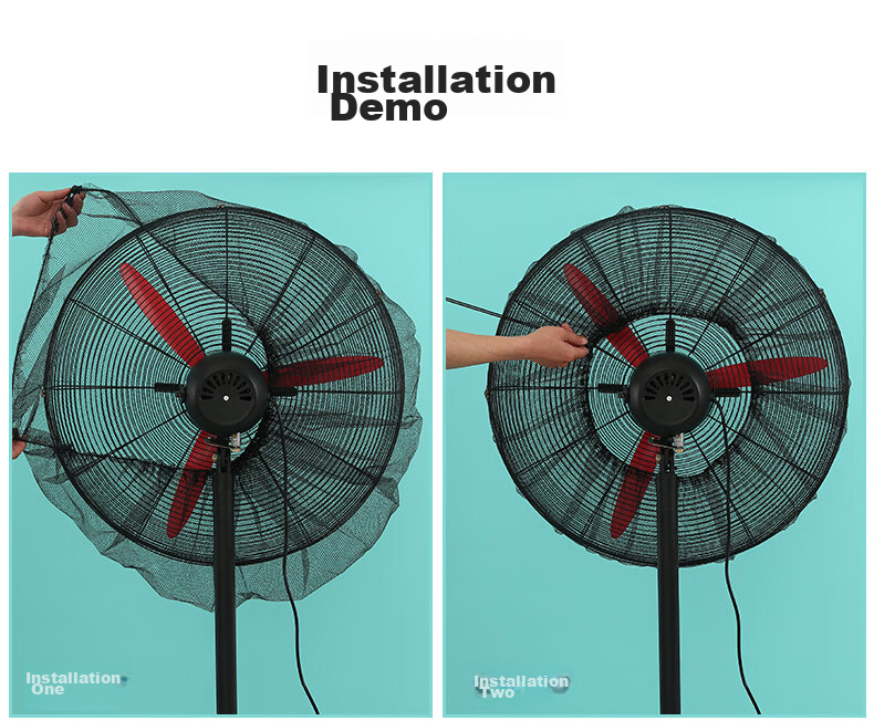 Keruier Industrial Fan Cover, Anti-Pinch, for Factory Workshop, Dust Cover, Large Size Fan Safety Cover, Fan Protection Net, Children's Desktop And Floor Fan Protective Cover, 80cm 11