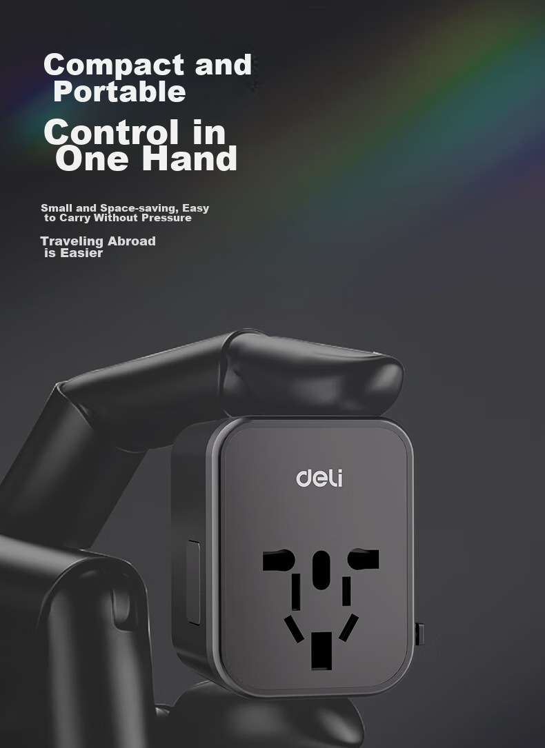 Deli 20W PD Fast Charging Global Travel Adapter/Converter Plug for Multiple Countries / Compatible with US, UK, Australia Standards / 1 to 1 Set + 2A1C Black LU5033 7