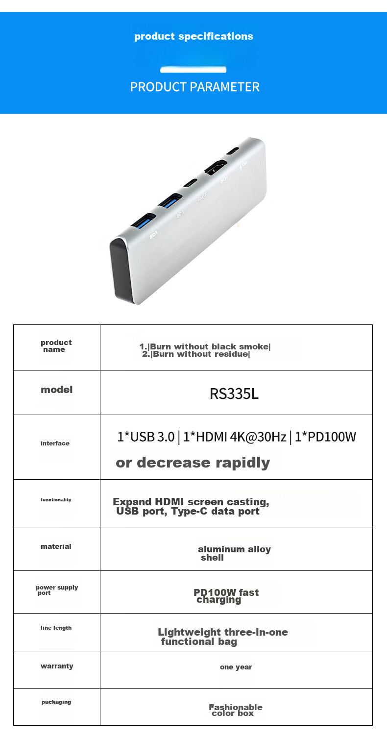 Youlianxing Five-In Type-C Expansion Dock, USB-C to HDMI And USB Hub Adapter, Laptop Converter, 4K60Hz Screen Mirroring Splitter 2