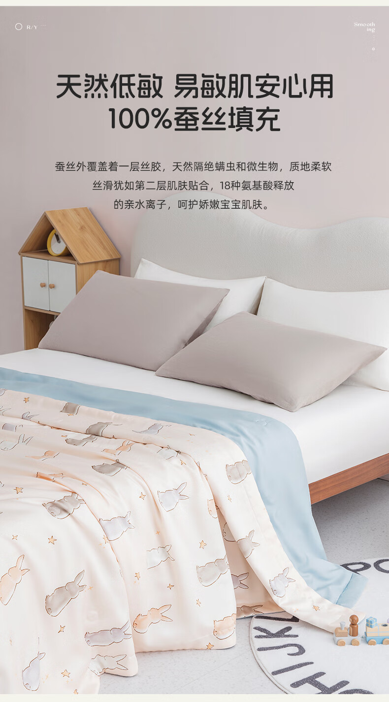 M·JBABY Tencel Pure Silk Quilt Summer Cool Comforter Air Conditioning Tencel Children's Machine Washable Starlight Unicorn 150*200 3