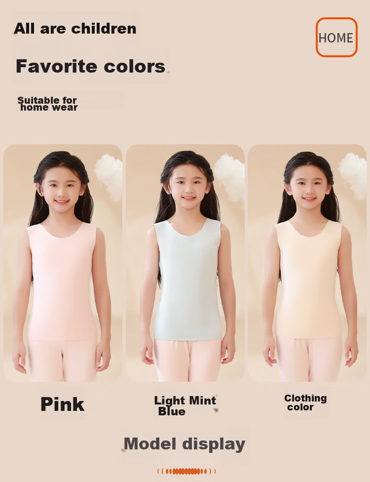 MiiOW Children's Thermal Underwear, Girls' Wool And Silk Vest for Puberty Stage 2 with Chest Pads, Student Autumn And Winter Camisole 18