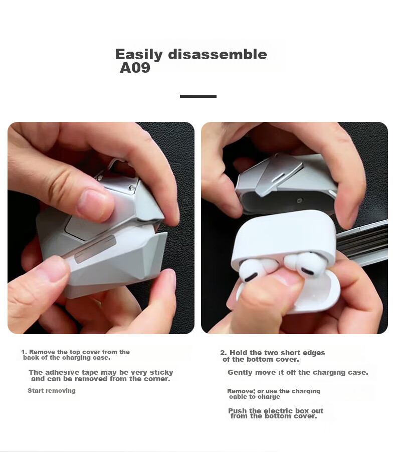 AULUMU A09 Geometric Earphone Protective Case for Apple AirPods Pro 1/2, Premium Full Coverage Shockproof Anti-Drop Armor Tech Cool Style, Gray 15