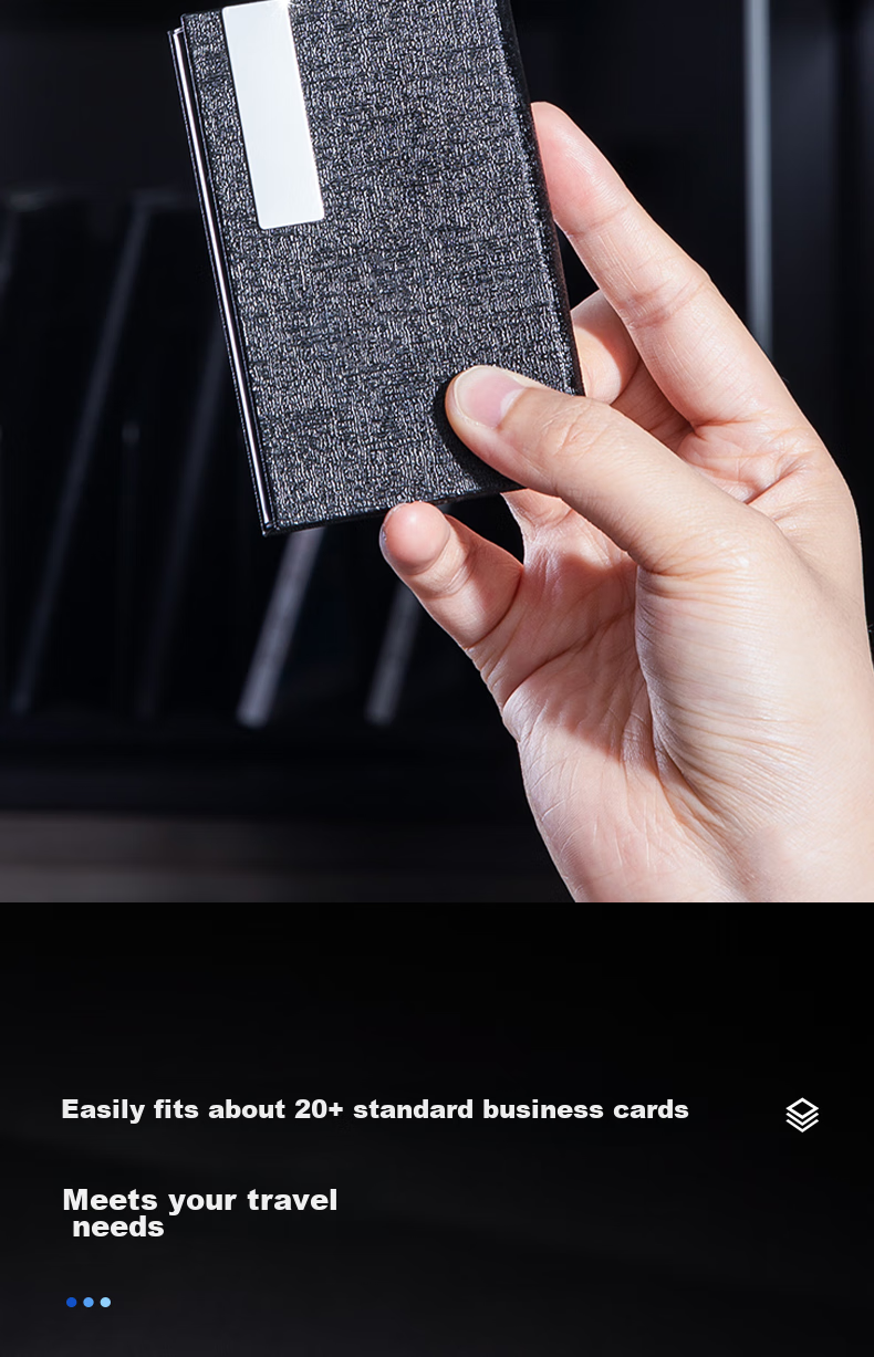 Deli Portable Business Card Holder, Leather Card Case for Men And Women, Office Supplies, Black 7628 4