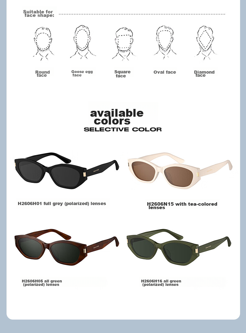 HELEN KELLER Sunglasses for Men And Women, New Style UV Protection Polarized Sunglasses for Driving, Outdoor Sun Protection, High-End Cat-Eye Sunglasses 42