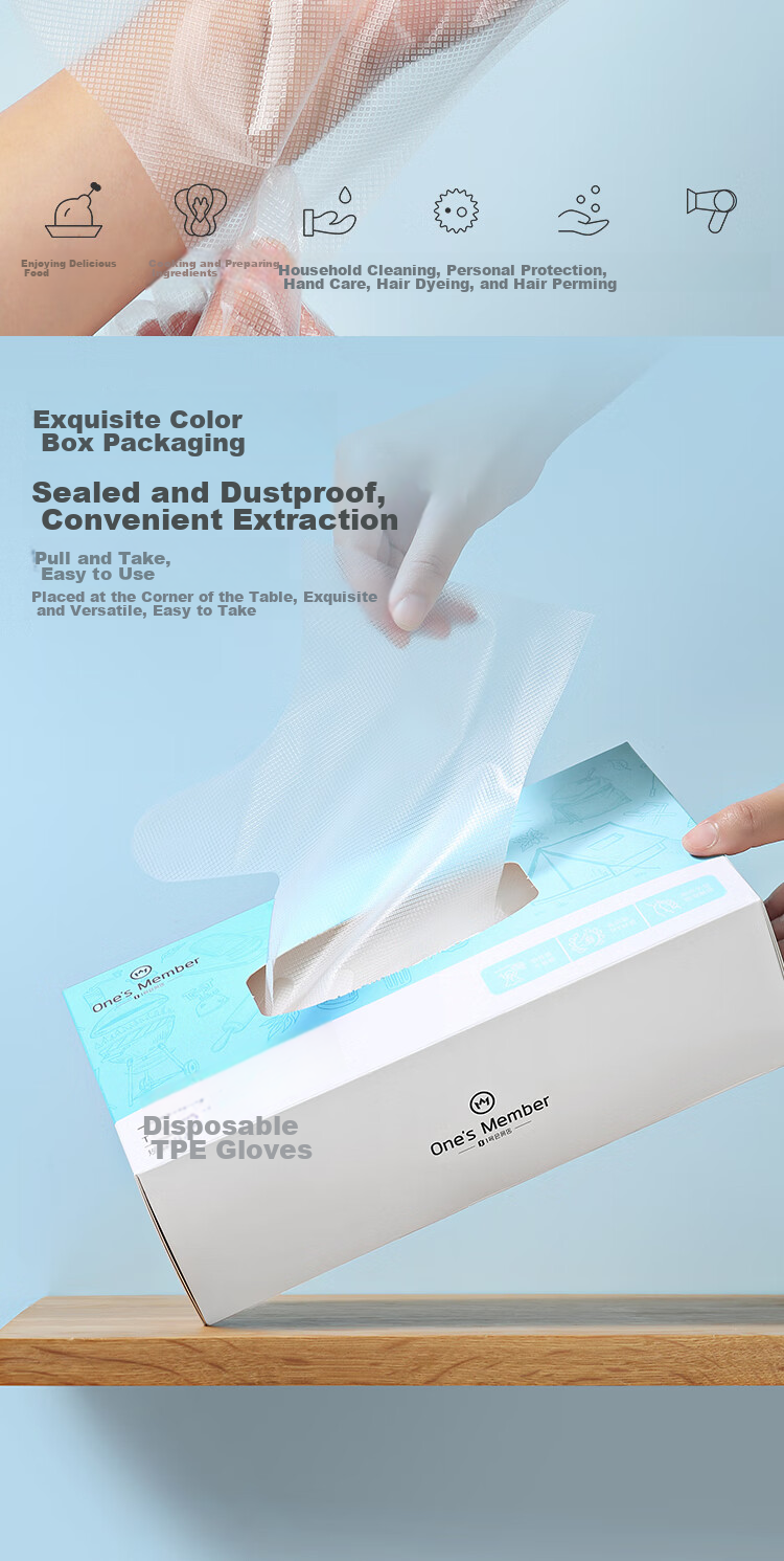 One's Member Disposable PE Gloves, Food-Grade Catering Protective Gloves, One Size Fits All, 300 Pieces 9