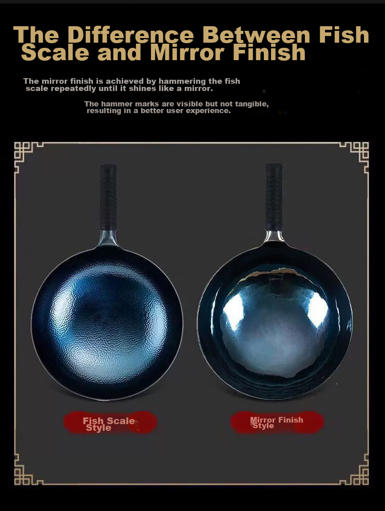 Gesidun Zhangqiu Wok, Traditional Cast Iron, Authentic Home Cooking Pan, Non-Coated Non-Stick Pan for Gas Stove, Mirror Finish Style, 34cm 7
