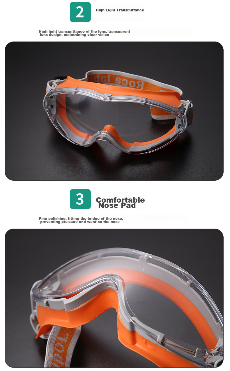 BAIGE Goggles, Pollen And Willow Catkin Protection, Fully Enclosed, Dust-Proof, Sand-Proof, Industrial Cutting Splash Protection, Anti-Fog Glasses, Orange 9