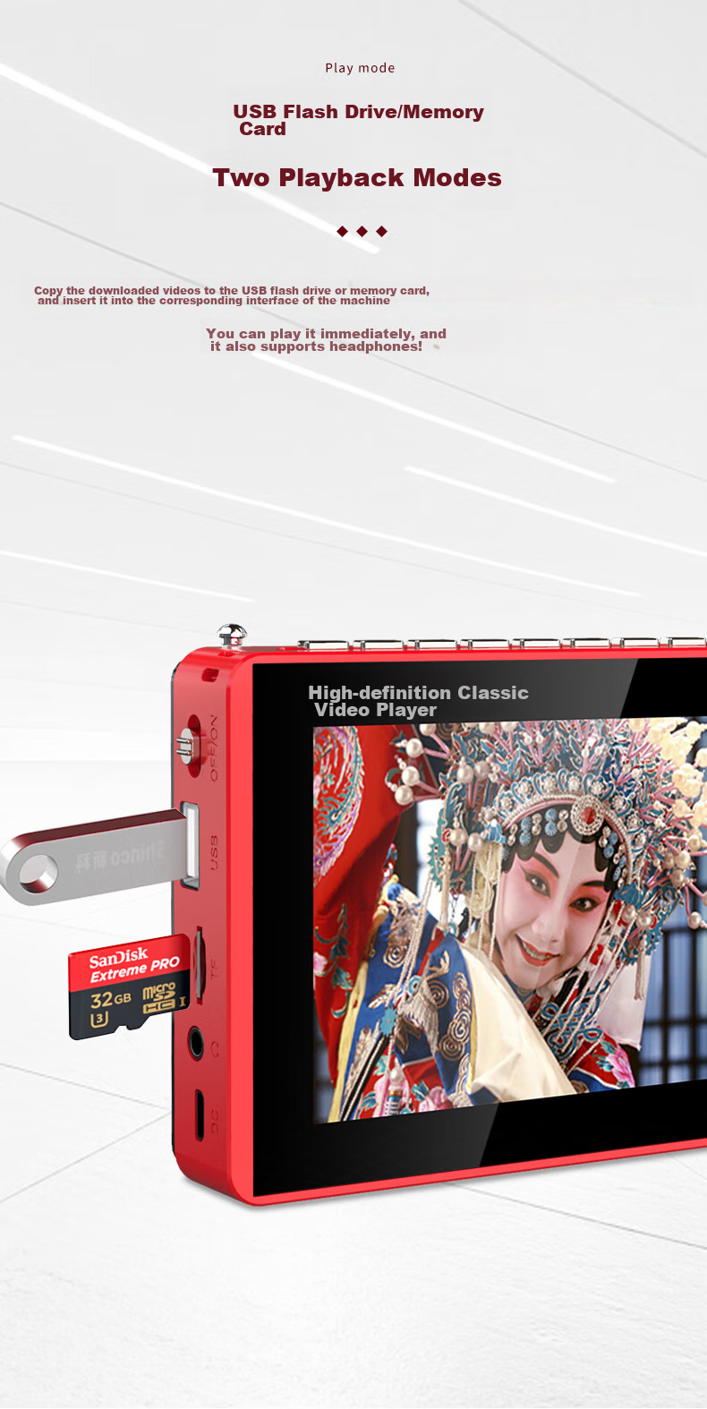 Huabao V2 Elderly Opera Machine, Senior Citizens' Theater Viewing And Listening Device, Square Dance Video Player, Portable with Display Screen, Radio, Video Player, Mobile 9