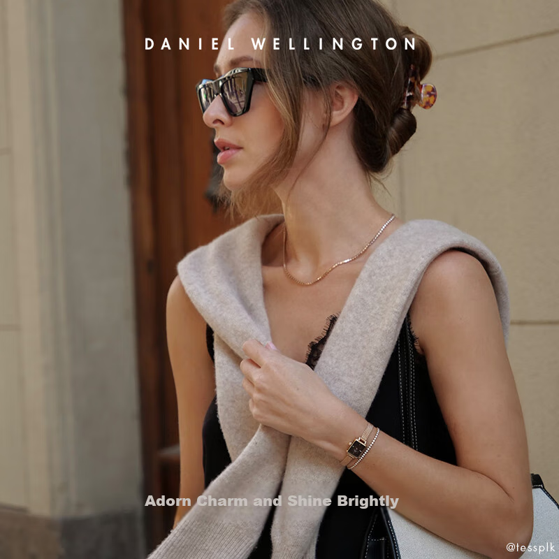 DanielWellington DW Necklace for Women, Starlight Tennis Moonlight Silver Collarbone Chain DW389 Birthday Gift for Girls