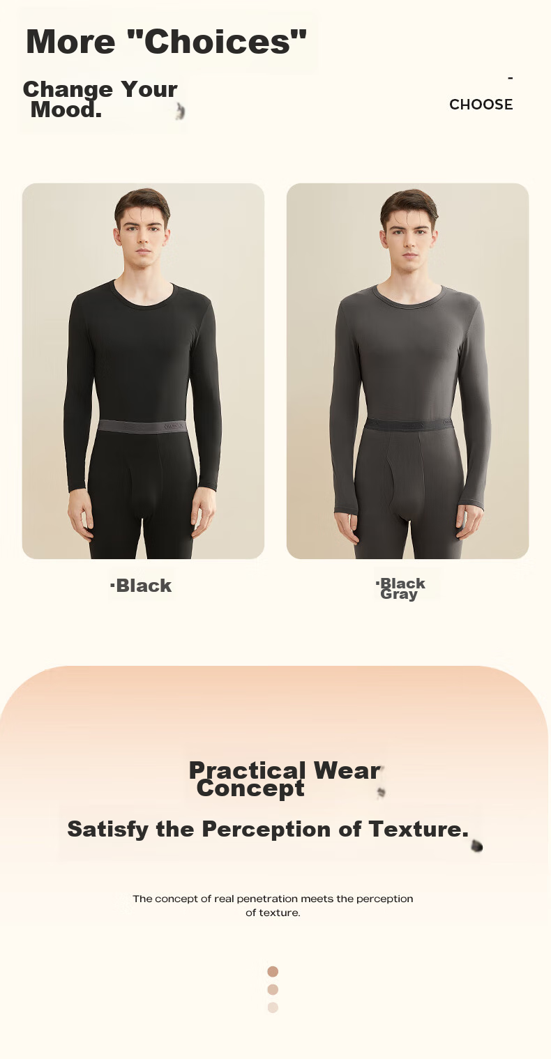 MiiOW 2025 New Thermal Underwear for Men, Coconut Oil Moisturizing, 7A Antibacterial, Heat-Generating, Lightweight, Autumn Undershirt And Pants Set 17