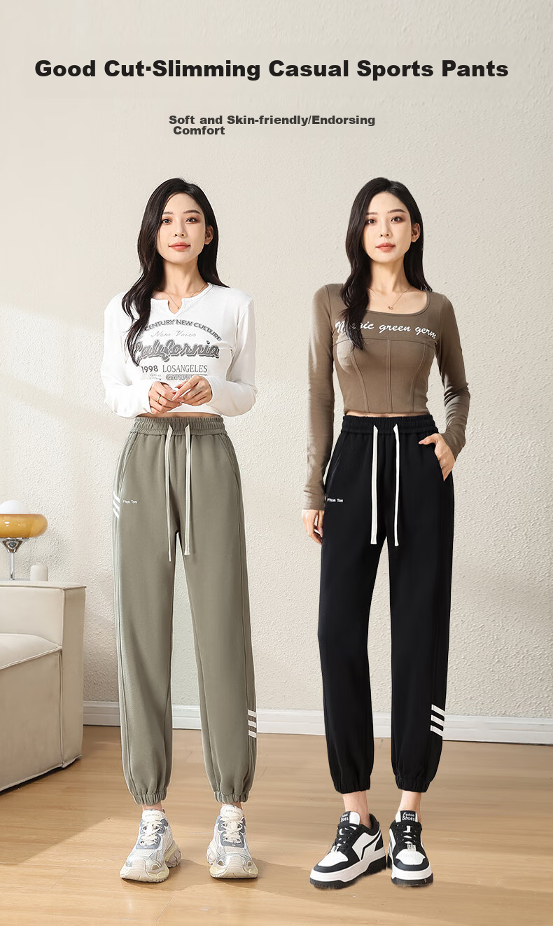 FitonTon Women's Sweatpants, Autumn And Winter Style, Loose-Fitting Joggers, Casual Pants, Versatile Trendy Korean-Style Sweatpants, Slimming Wide-Leg Pants, Size S 1
