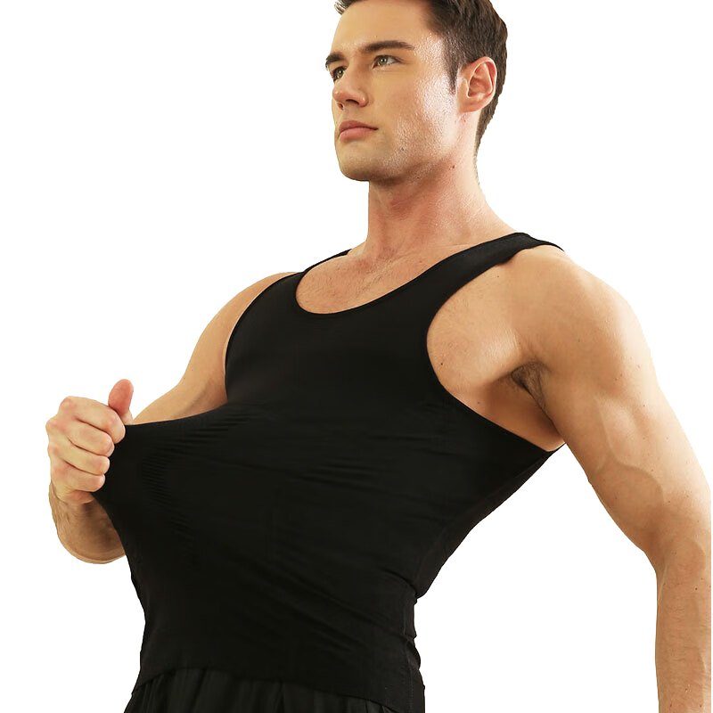 Daren Youxi Men's Tummy Control Vest Chest Binder Waist Slimming Shapewear Black M
