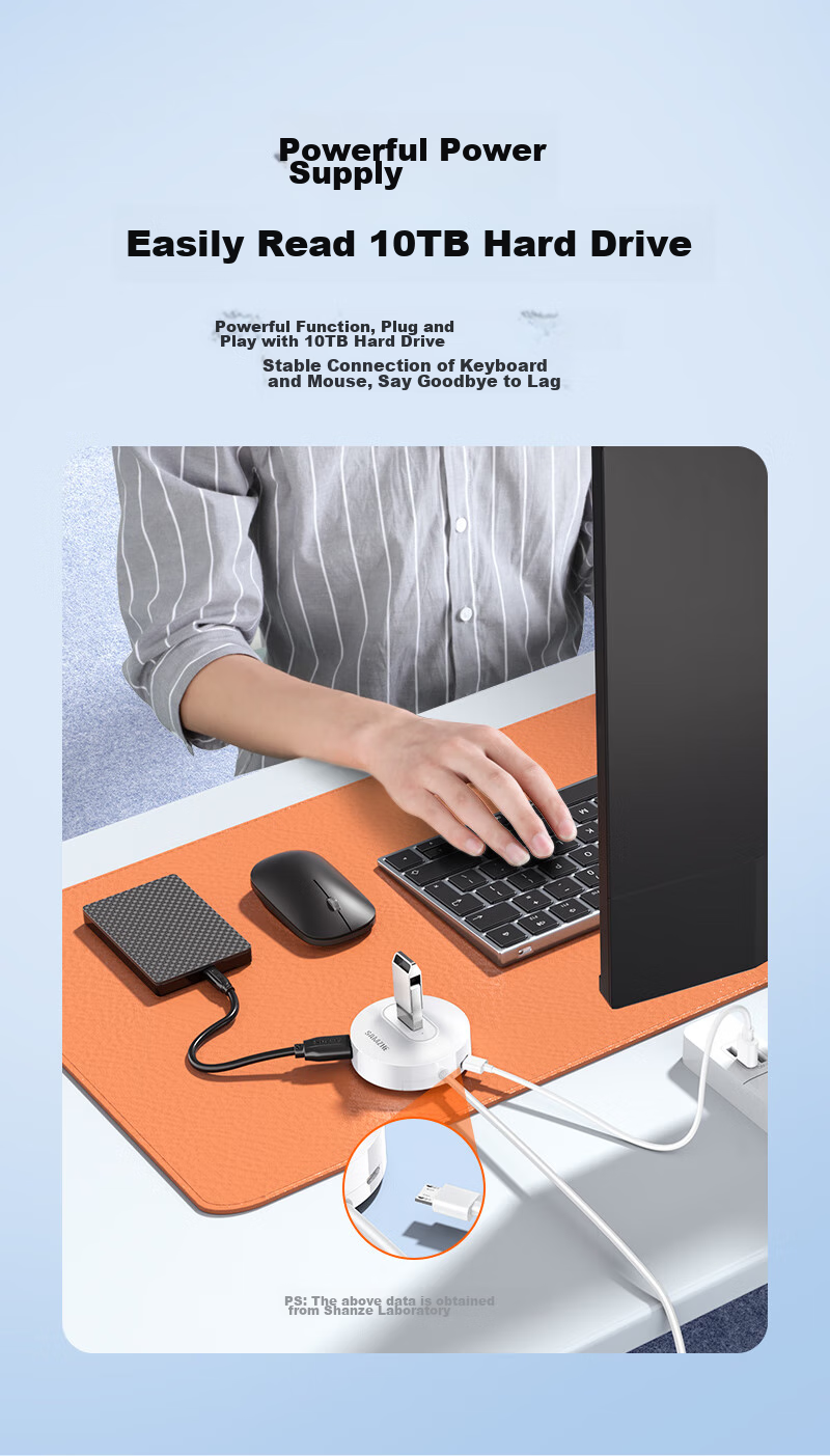SAMZHE USB2.0 Hub with 4 Ports, Expansion Dock, Laptop And Desktop Computer Multi-Port Adapter with Power Supply Port, 1 Meter White HB21-2 7
