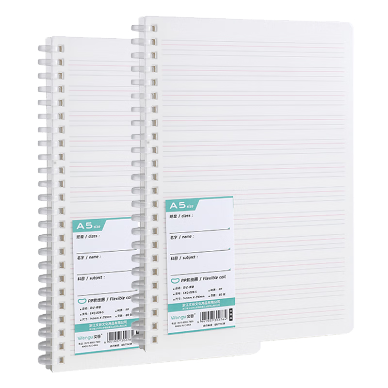 Wengu Notebook, Back-To Essential, 80 Sheets English Spiral-Bound Notebook, High-Quality Stationery for College Students, Error Correction Diary, Homework Book, Office Work Journal, A5 English/2 Books