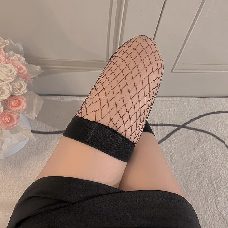 LangSha Fishnet Stockings, Sexy Thigh-High Socks for Women, 2 Pairs of Black Silk JK Style, Ultra-Thin Over-Knee High Socks 3