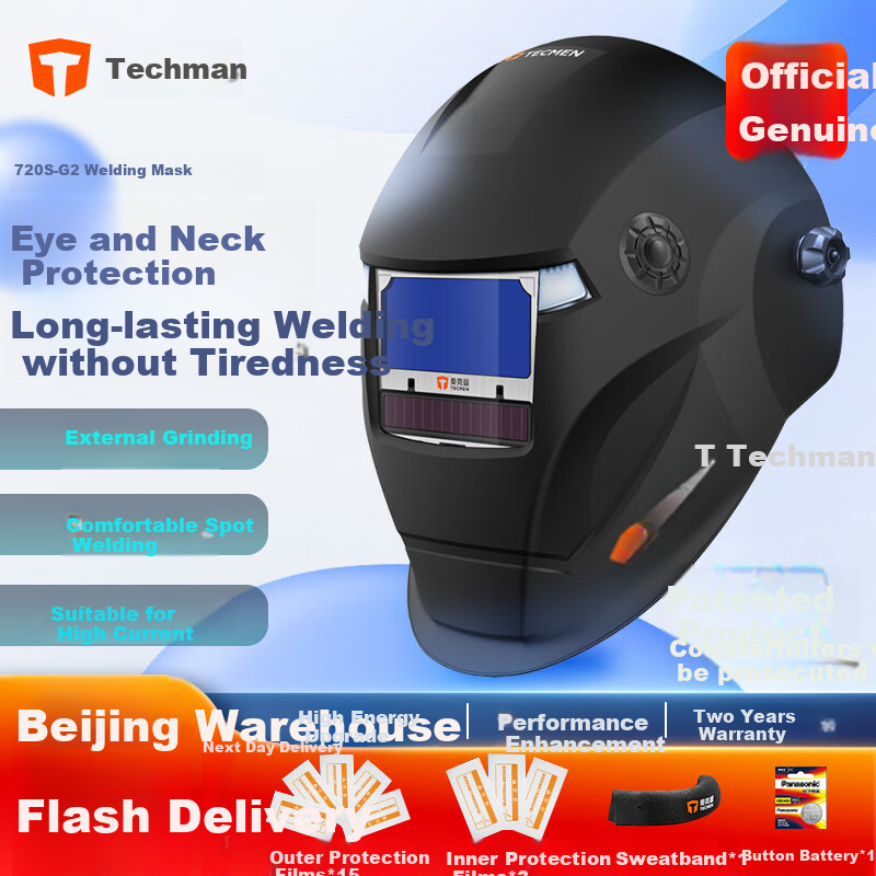TECMEN 720S-G2 Second Generation Head-Mounted Automatic Darkening Welding Helmet, Welding Mask for Welders, Arc Welding And Spot Welding, Specialized Electric Welding Protective Mask, Soft Style (Outer Protection *10 + Inner Protection *3)