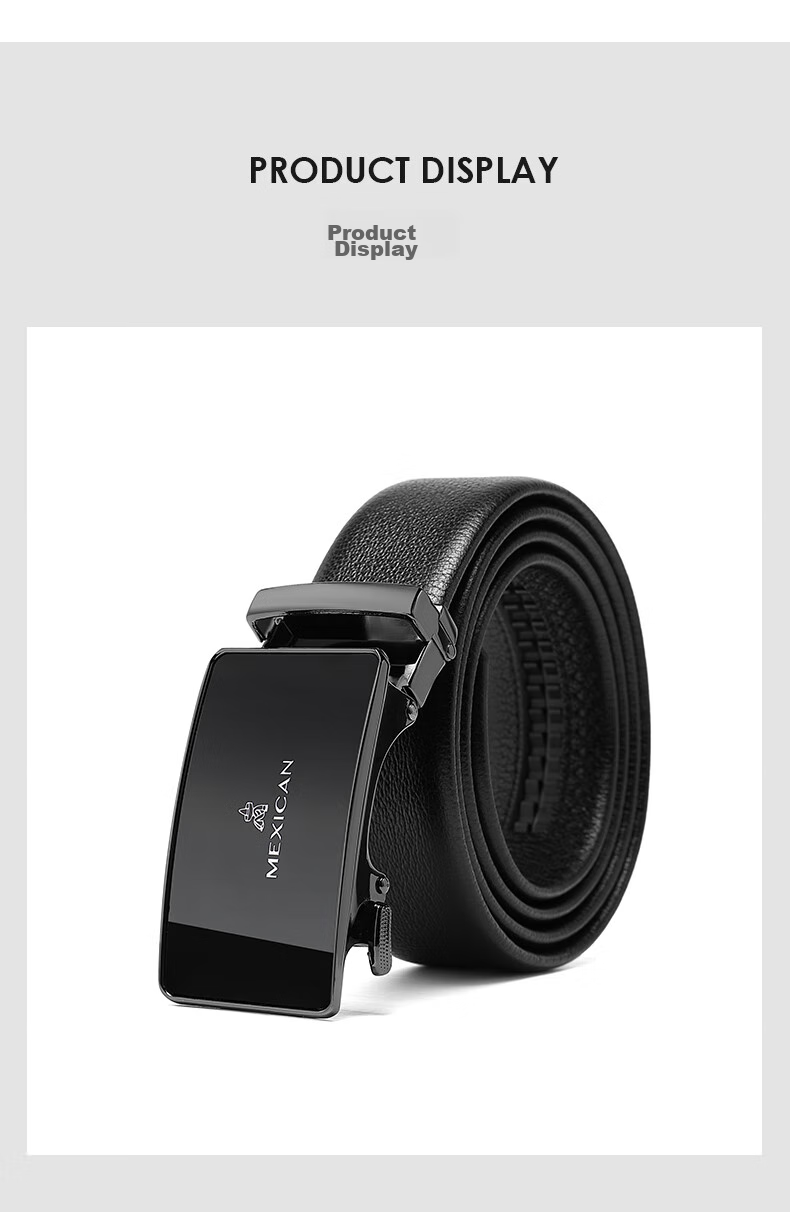 MEXICAN Men's Leather Belt with Automatic Buckle, Genuine Top-Grain Cowhide Business Waistband Casual Trouser Belt Birthday Gift for Men And Fathers 25