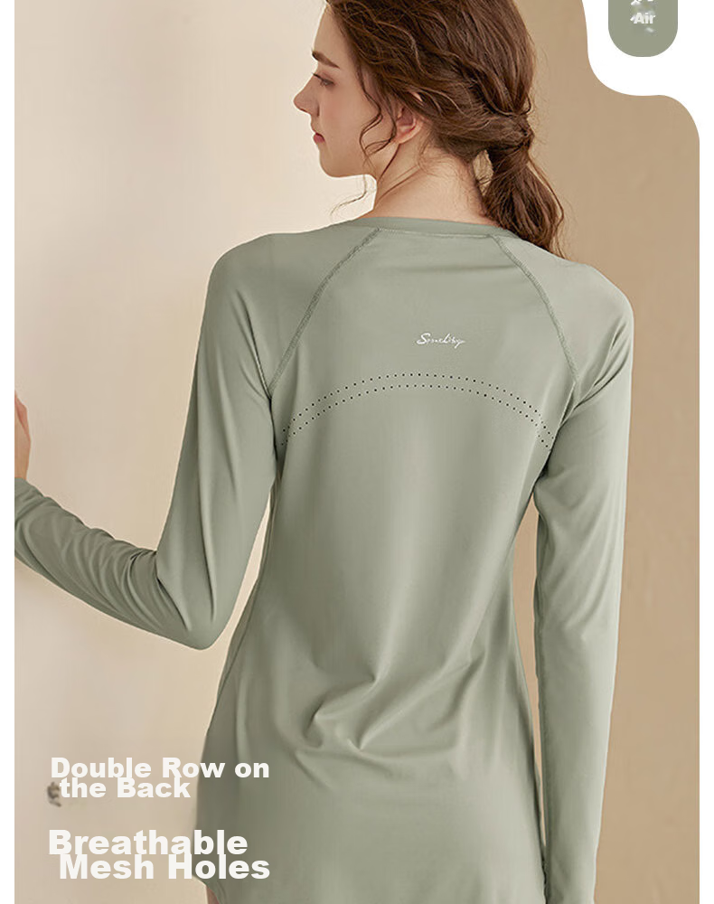 XUEXIMAN Yoga Wear Sports Top for Women, Spring And Autumn Quick-Dry Long-Sleeve T-Shirt, Mid-Length, Hip-Covering, Slimming, Breathable, for Running And Fitness 6