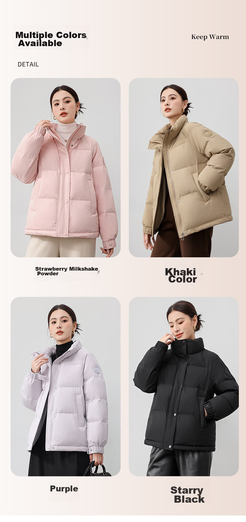 Yalu Short down Jacket for Women, 2026 New Fashion Stand Collar Petite Thick Warm Puffer Coat Autumn Winter Outerwear 11