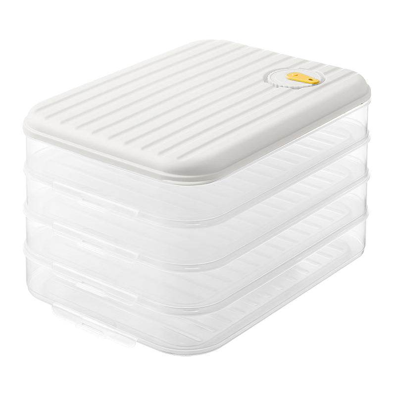 COOKER KING Multifunctional Dumpling Box, 4-Layer with 1 Lid, Large Storage Container, Refrigerator Fresh-Keeping Box, Food-Grade Freezer for Dumplings And Wonto