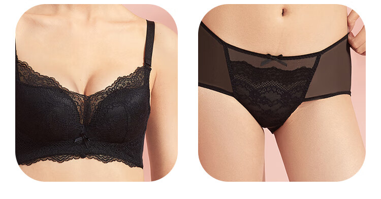 Dushiliren Women's Wireless Breathable Bra, Patented Side Push-Up, Lace Sexy Brassiere Set, 2B25W2 23