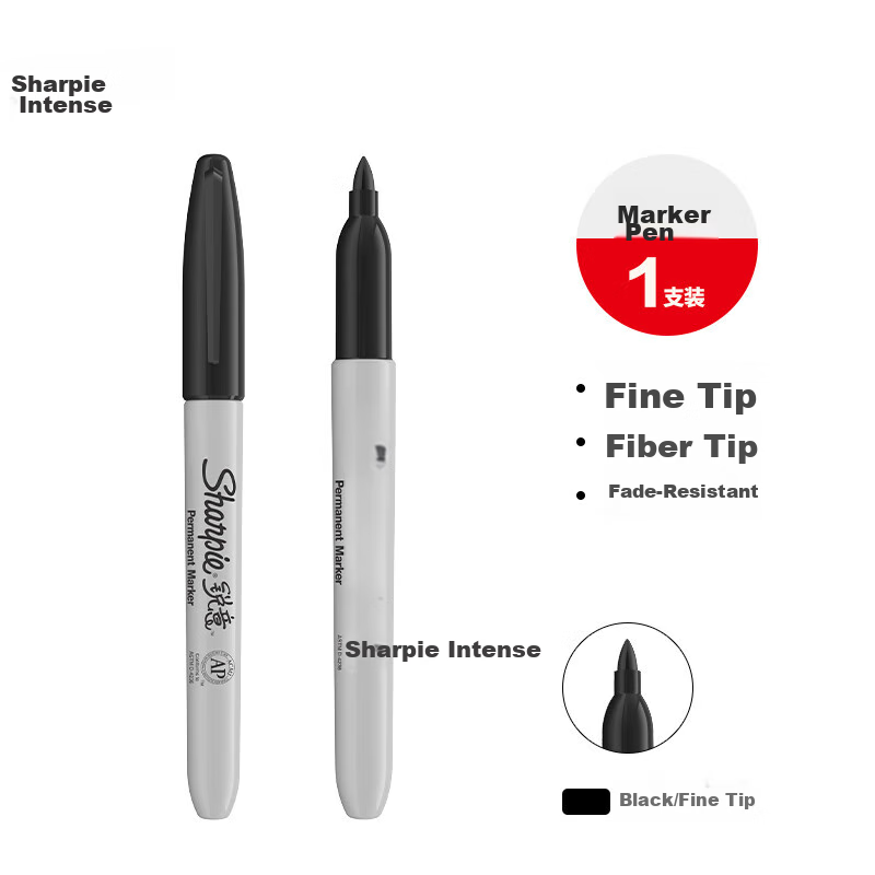 Маркер перманентный Sharpie Fine Point, черный, 2.5 мм, водостойкий, быстросохнущий, для рисования и подписей