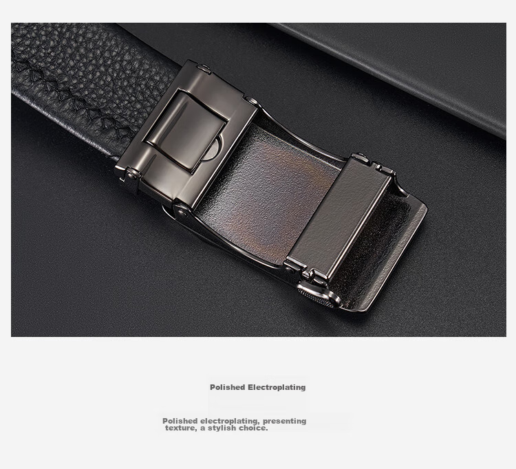 RED DRAGONFLY Top-Grain Leather Men's Belt with Automatic Buckle, Practical Gift for Dad Or Husband, Birthday Present in Gift Box 13