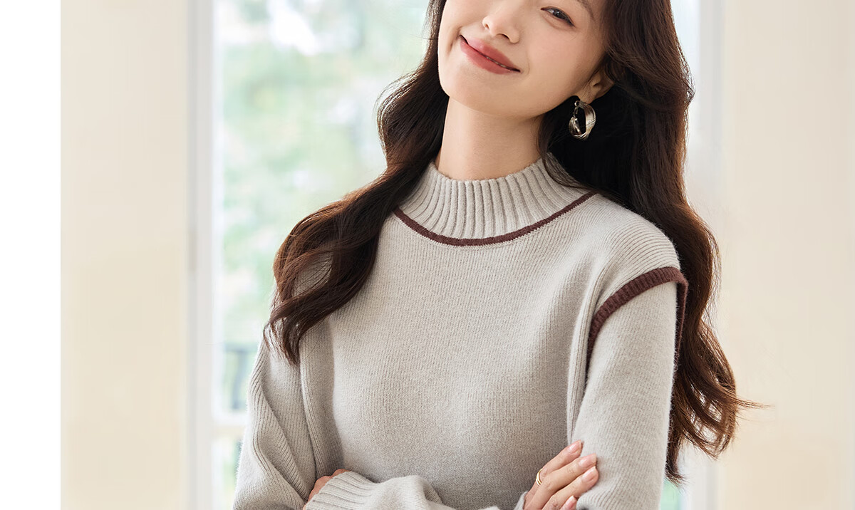 PinCai Women's Knitted Sweater Soft Pink Thick Pullover Half Turtleneck Knit Top P144Z9004 30
