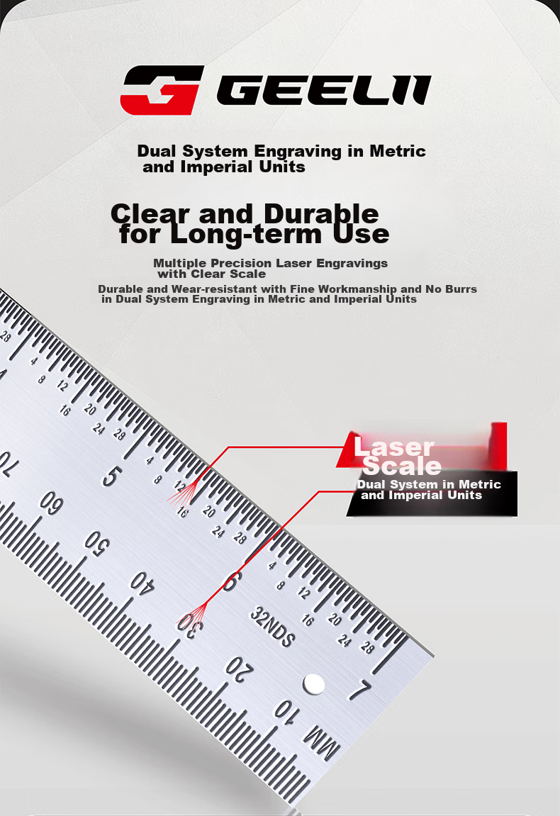 GeeLii Digital Angle Ruler, Stainless Steel Electronic Angle Gauge, Protractor, Angle Measuring Instrument 0-200mm 55155 7