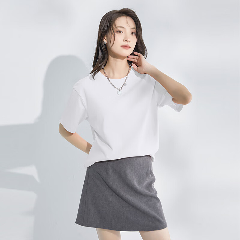 Baleno 100% Pure Cotton Loose Short-Sleeve T-Shirt for Women, 2026 Summer Casual Fashion Versatile College Style Outfit Top 1