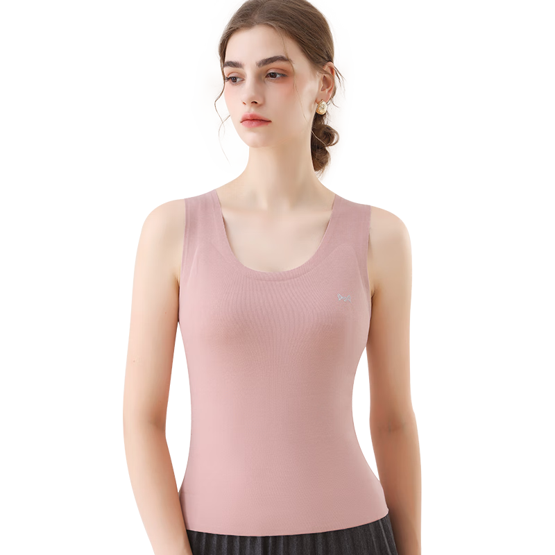 MiiOW 100% Wool Women's Thermal Vest Fleece Lined Thickened Warm Base Layer Sleeveless Pink 2XL