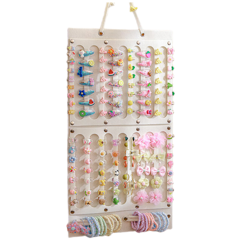 Fanyejia Children's Hair Clip Storage Wall-Mounted Bag Hanger, Wall-Top Rope, Hair Ties, Girls' Headbands, Hair Rings, Barrettes, Hair Accessories, Jewelry Box