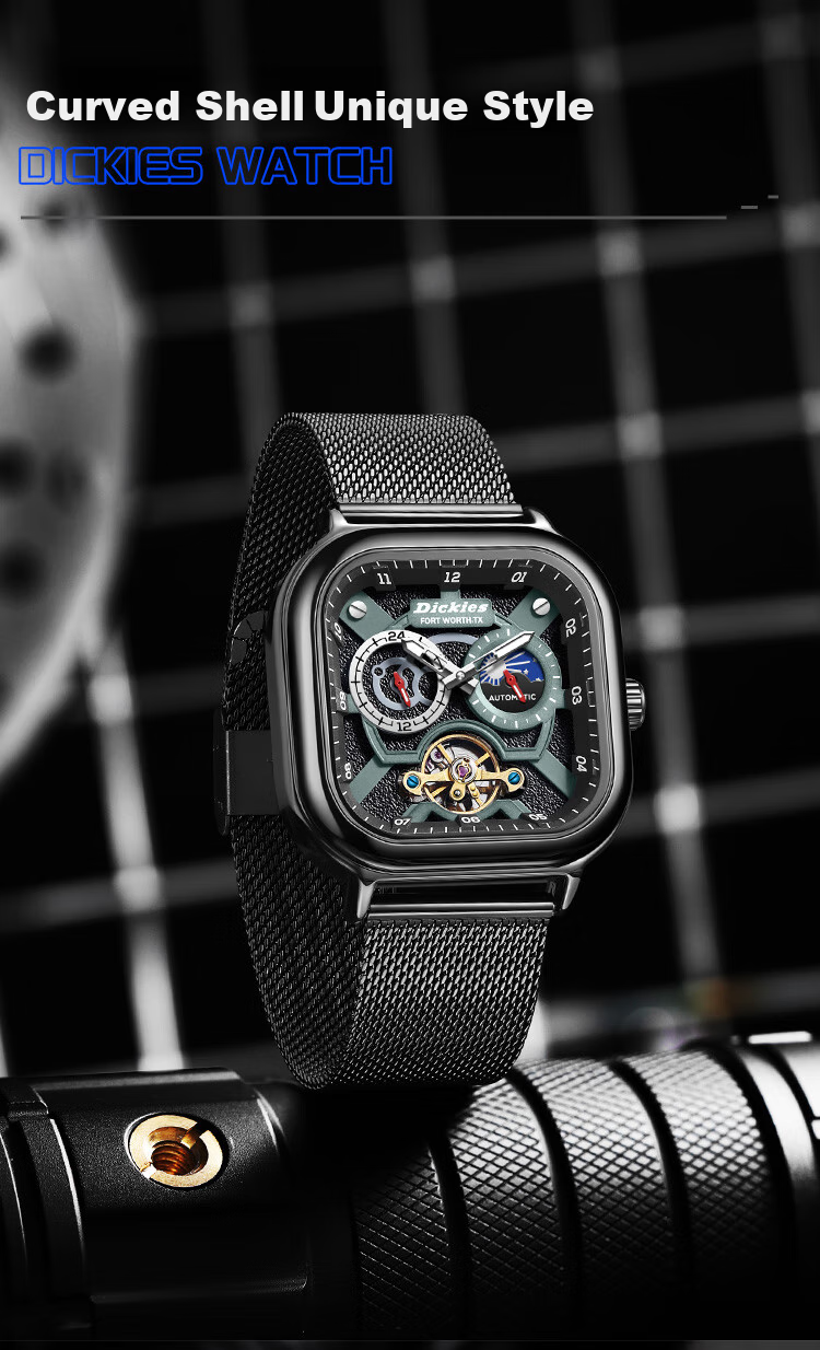 Dickies Mechanical Watch Student Men's Automatic Skeleton Watch Boyfriend Valentine's Day Gift New Year Gift Box CL579 Silver 4
