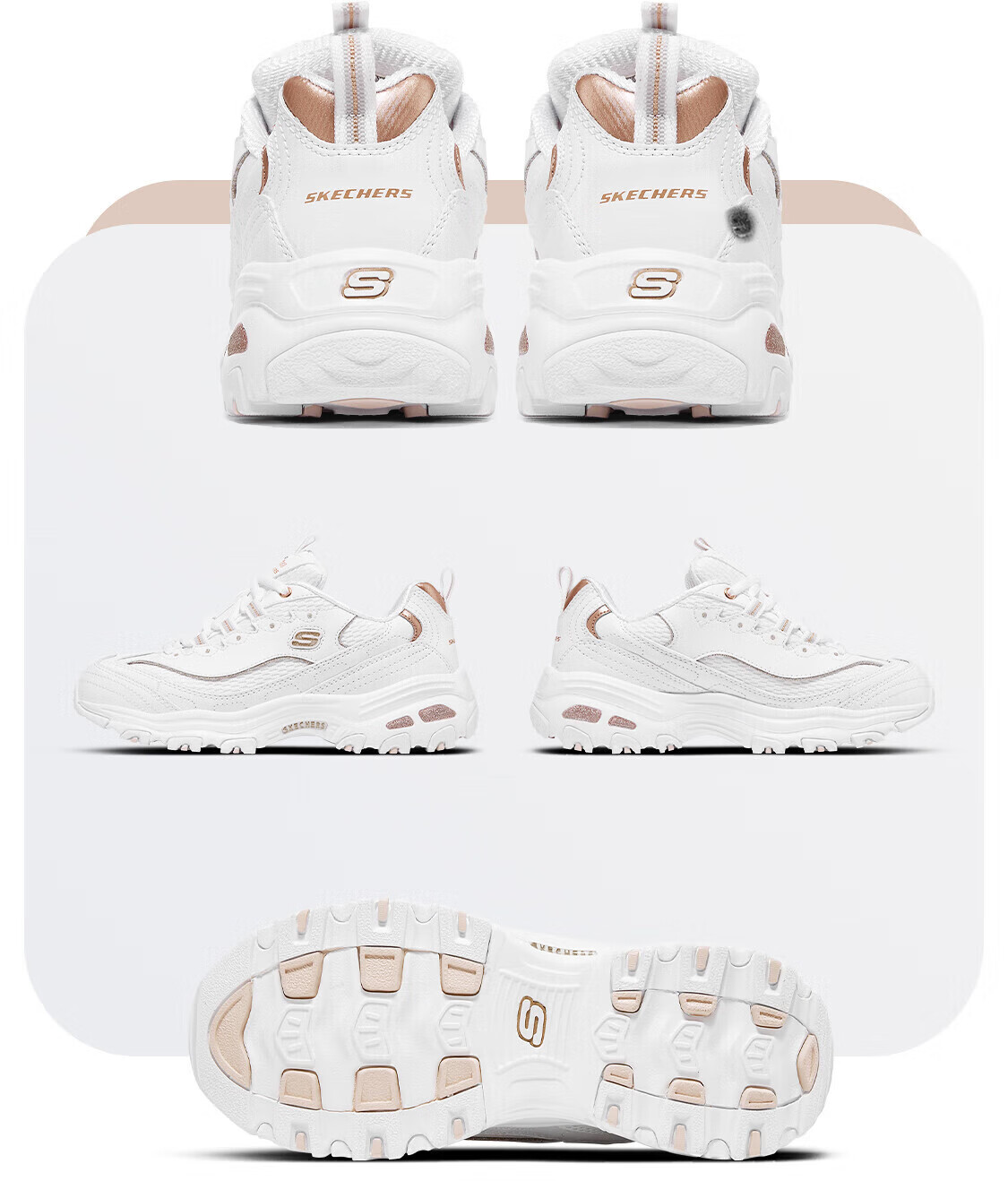 Skechers Women's Platform Thick-Soled Dad Sneakers Casual Breathable Durable Sports Shoes WTRG White/Gold Size 35.5 13