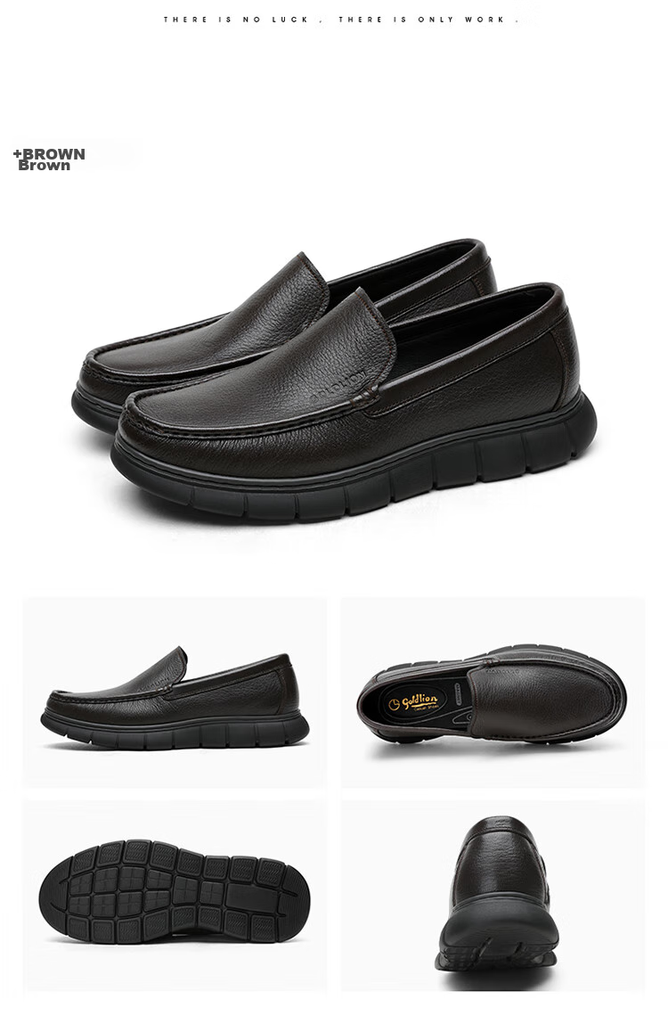Goldlion Men's Shoes, Leather Shoes, Fashionable Business Casual Shoes, Comfortable Loafers, 55923018401A, Black, Size 41 11