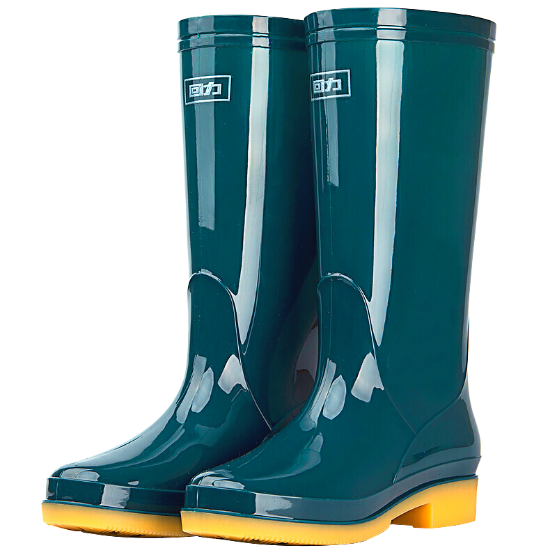 Huili Women's Fashionable Outdoor Rain Boots, Waterproof Rain Shoes, Durable Rubber Shoes, 6813 Dark Green Tall Boots, Size 37