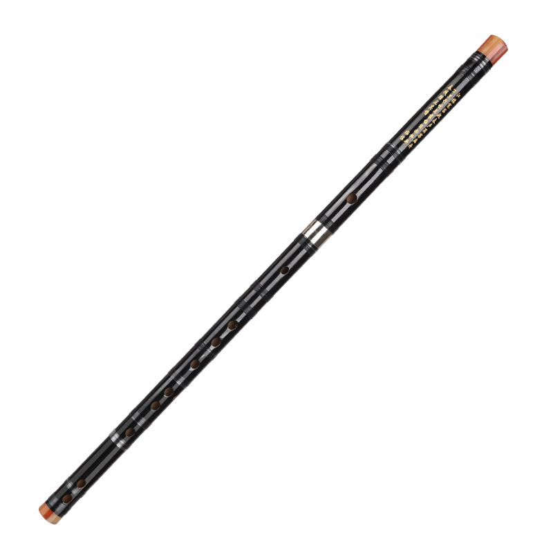 Minsine Bitter Bamboo Refined Dizi Bamboo Flute E Key Single Plug White Copper Professional Performance Transverse Flute Ethnic Wind Instrument D45 Black