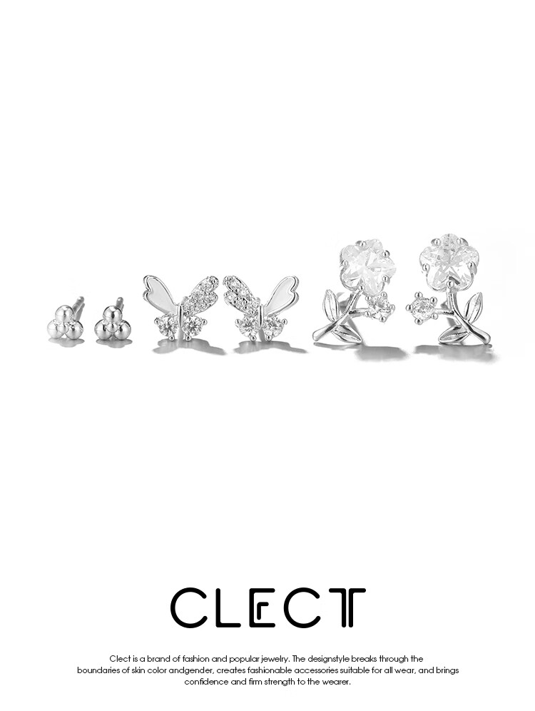 Clect Three-Piece Earrings Set for Women, Fashionable And Elegant Ear Jewelry Set, Versatile Light Luxury Fashion Birthday Gift for Girlfriend 1