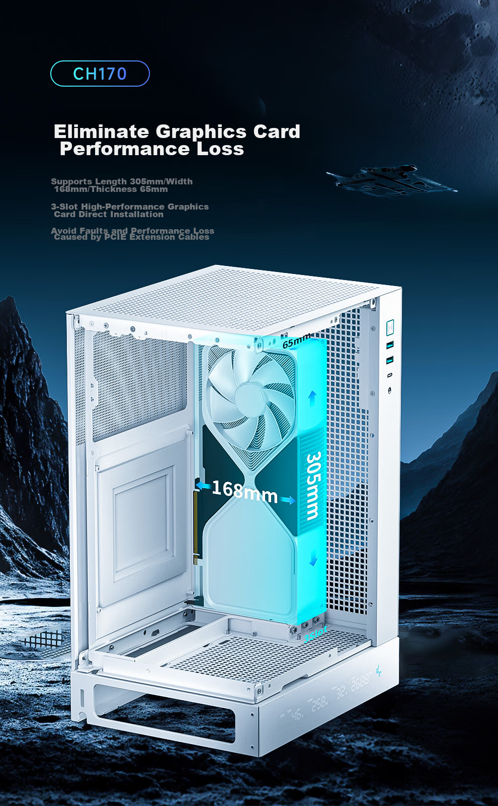 DEEPCOOL CH270 Vertical Back-Insert Case White Vertical MATX Structure Supports Back-Insert Motherboard Compatible with 360 Water Cooling ATX Power Supply 9