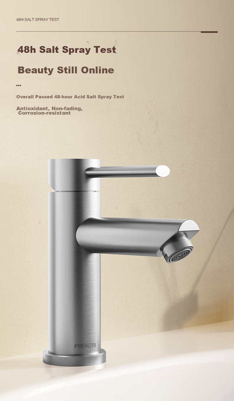 FAENZA Household Bathroom Sink, Stainless Steel Hot And Cold Dual Control Brushed Bathroom Basin Faucet, F1A8813SS 5